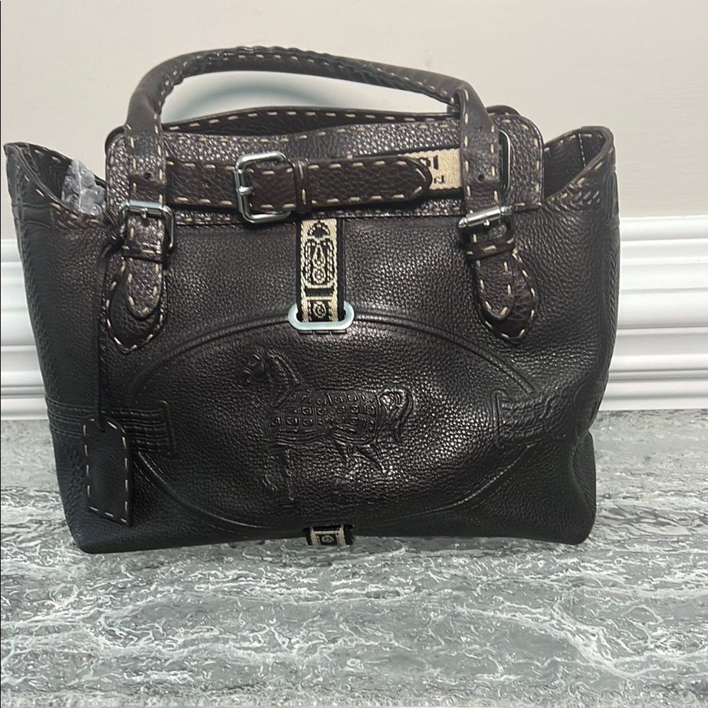 Authentic Fendi Sellaria Black Leather Handbag